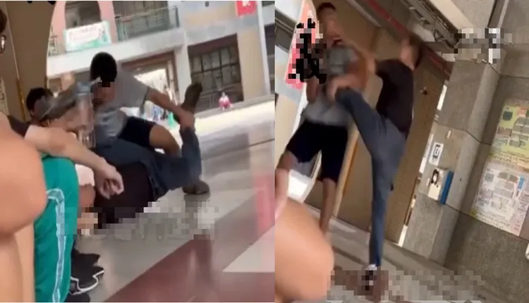 雙方扭打成一團，但圍觀學似乎不當一回事，也沒人上前制止，原來是在教學。翻攝黑色豪門企業