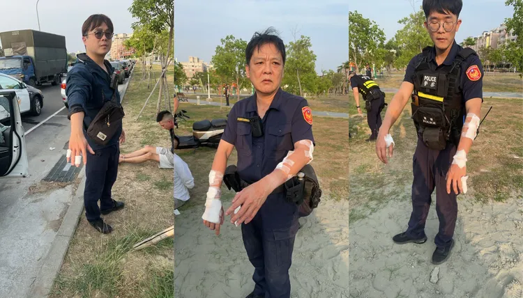 3名勇警逮人時負傷，所幸無大礙。翻攝照片