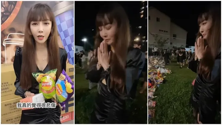 胡文英到三峽車禍現場哀悼。翻攝胡文英IG