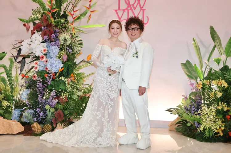納豆（右）3年前曾爆發「腦中風」，依依不離不離的照顧，今晚2人舉辦婚禮。莊宗達攝