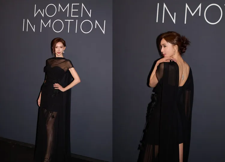 林志玲穿著高訂禮服品牌La Koradior拉珂蒂的黑色薄紗禮服。翻攝林志玲IG