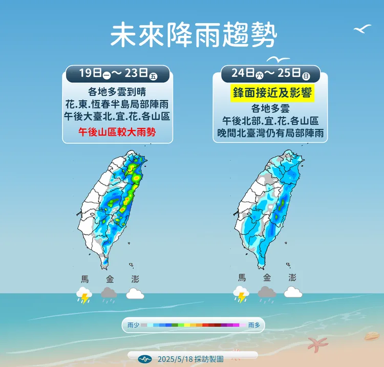 未來降雨趨勢。氣象署提供
