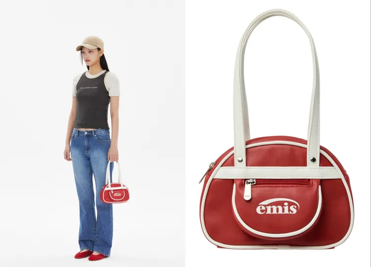 emis撞色復古保齡球包，2380元。品牌提供