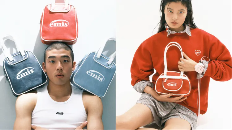 保齡球包將柔和弧形輪廓輔以刷舊質感面料、白色撞色線條，藉此營造復古感。品牌提供