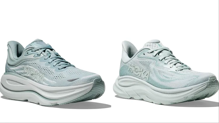 HOKA女款BONDI 9跑鞋（左）5880元、女款CLIFTON 10跑鞋（右）5080元。品牌提供
