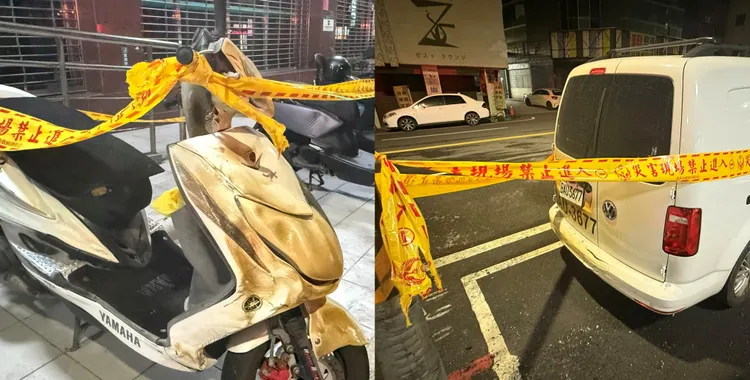 火勢與濃煙波及路旁轎車、機車。翻攝照片