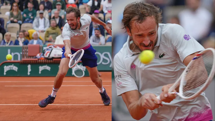 Daniil Medvedev穿著LACOSTE與法網的聯名服飾登場。美聯社