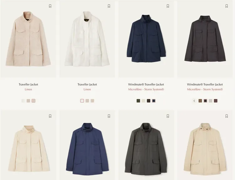 品牌官網目前已沒有蔡英文身著的長版款式，但有同款的短版設計。翻攝品牌官網