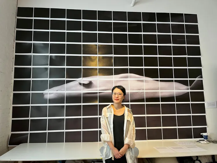 徐思穎以白鯨「天使」，探討遷徙、圈養與生態倫理。駐紐約台北文化中心提供