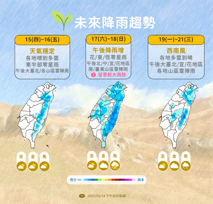 未來降雨趨勢。氣象署提供
