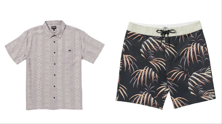 BILLABONG SUNDAYS JACQUARD男款短袖襯衫（左）、SUNDAYS PRO印花衝浪褲（右），各2480元。品牌提供