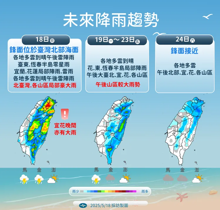 未來降雨趨勢。氣象署提供