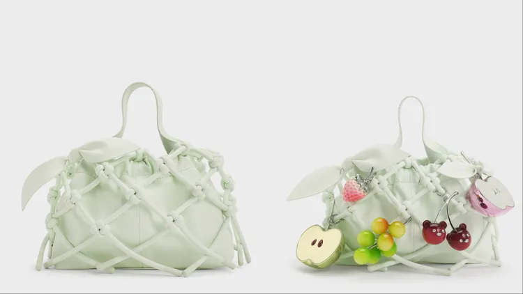 Ally藤蔓抓皺包外層呈現藤蔓纏繞的網狀設計。品牌提供