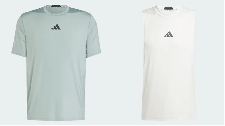 adidas Intensity男款運動上衣（左）1690元、Intensity男款運動背心（右）1490元。品牌提供