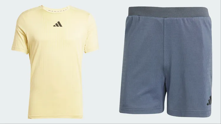 adidas Airchill男款運動上衣（左）1890元、Airchill男款運動短褲（右）1690元。品牌提供