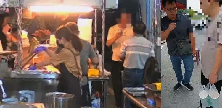 柯男拿偽造的500元假鈔到夜市試水溫，成功買到炸雞、甜甜圈。翻攝畫面