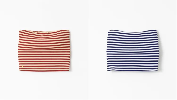 SQUAREBEAR貝果主題系列條紋Bra Top，各880元。品牌提供