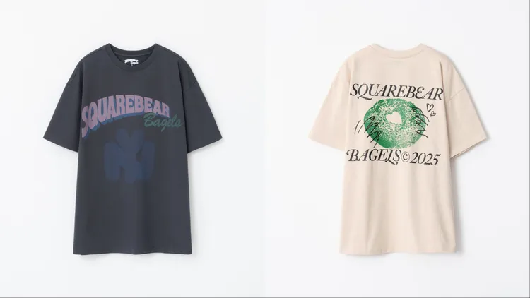 SQUAREBEAR貝果主題系列印花上衣，各1280元。品牌提供