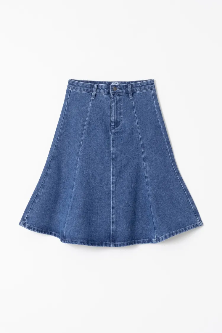 SQUAREBEAR貝果主題系列半身魚尾牛仔裙，1580元。品牌提供