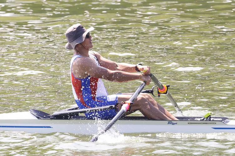 汪明輝在冬山河划出4分09秒93，最終不敵日本好手笠谷勇希，暫居小組第二。世壯運執委會提供