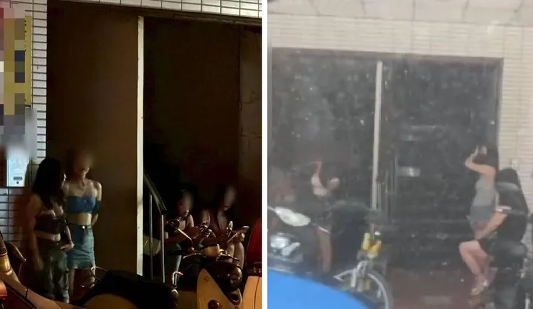 移民署台中市專勤隊等單位破獲一個外籍應召站，專門收容來台短期旅遊的泰國女子，在騎樓站壁攬客，每15分鐘收費1500元。民眾提供