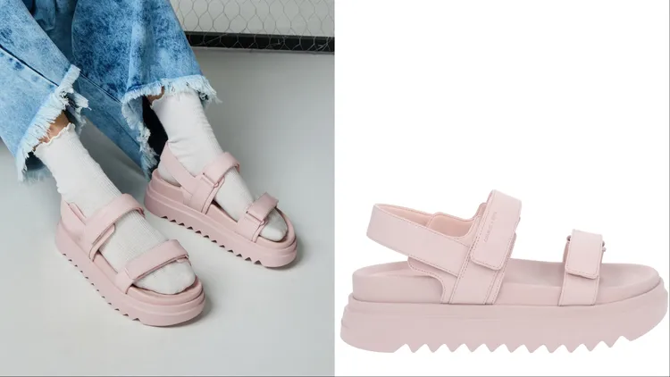 小CK雙帶厚底涼鞋，2190元。品牌提供