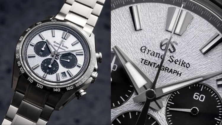 SLGC007以雪藍色錶盤搭配細膩山脊浮雕圖案。品牌提供