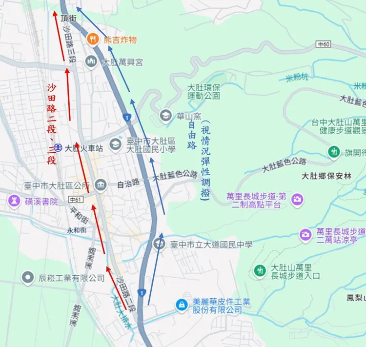 烏日警分公布白沙屯媽祖回程行經轄區的可能路線。警方提供