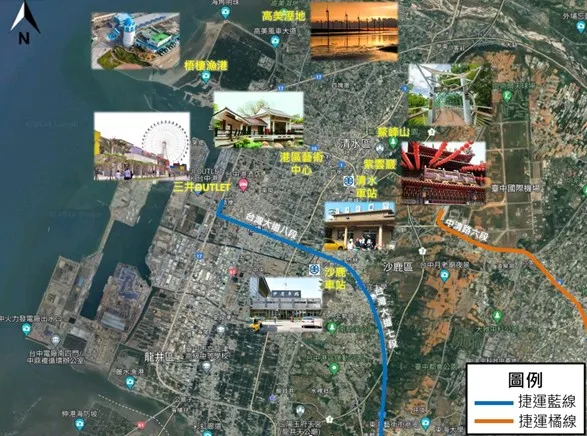 機場捷運(橘線)延伸海線地區示意圖。市府提供