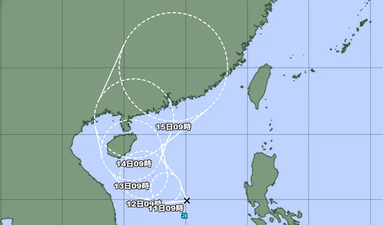 日本氣象廳已認定為熱帶性低氣壓(TD)。取自日本氣象廳