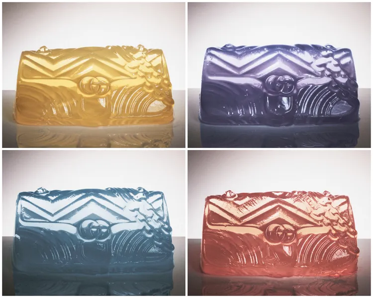 GUCCI全新釋出的宣傳圖，將GG Marmont變成果凍材質。品牌提供