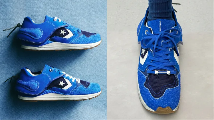 郭富城腳上的藍色潮鞋是Converse與首爾時尚品牌ADERERROR的聯名鞋。品牌提供