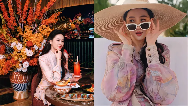 劉亦菲選穿澳洲時尚品牌Zimmermann的碎花連衣裙與工裝風連衣裙。翻攝劉亦菲微博