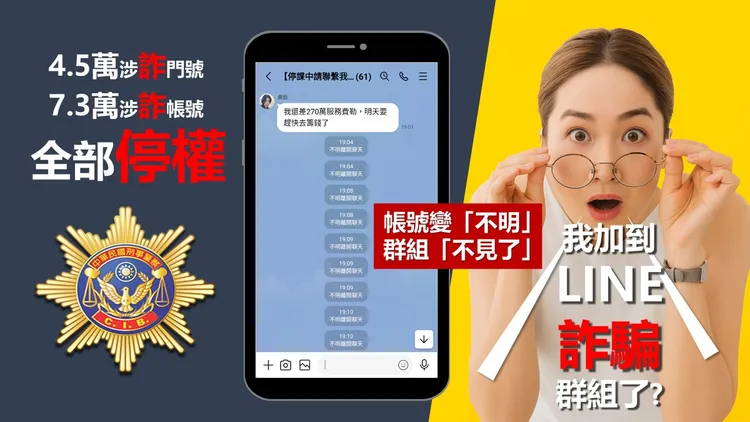 包含4.5萬個門號、7.3萬個LINE帳號遭到停權。翻攝畫面