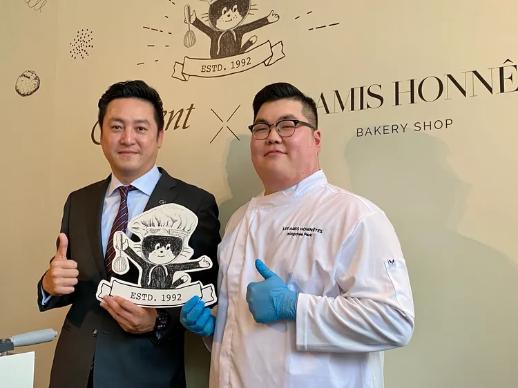 晶華酒店餐飲執行副總經理羅明威（左）、Les Amis Honnetes創辦人兼主廚朴成彩（右）。莊偉祺攝