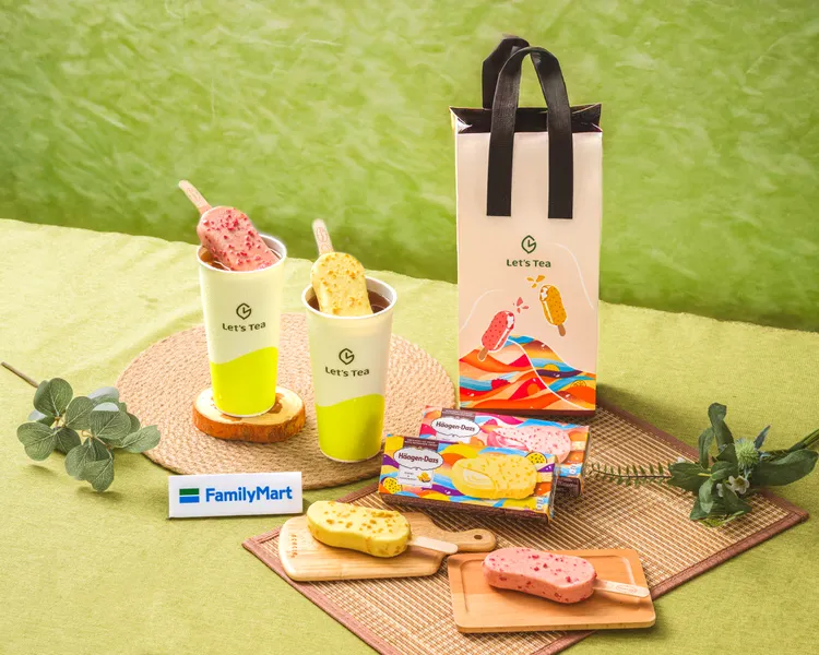 Let’s Tea最新將哈根達斯融入茶飲，推出2款聯名水果茶飲。全家提供