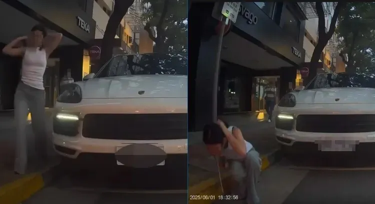 女子路邊吐一口白色液體引關注。翻攝「WoWtchout - 地圖型行車影像分享平台」YouTube