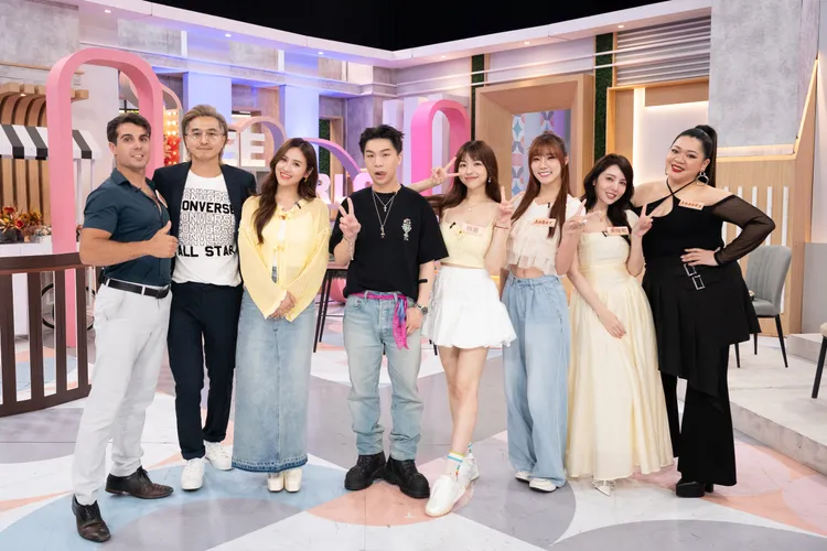 (左起)王少偉、佩德羅、Sandy、派翠克、玥熹（夏乙薇）、Amber、朱琦郁以及Amanda。東森綜合提供