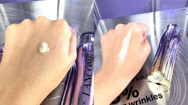 蘭蔻超緊顏醇肽三效精華質地。張家玲攝