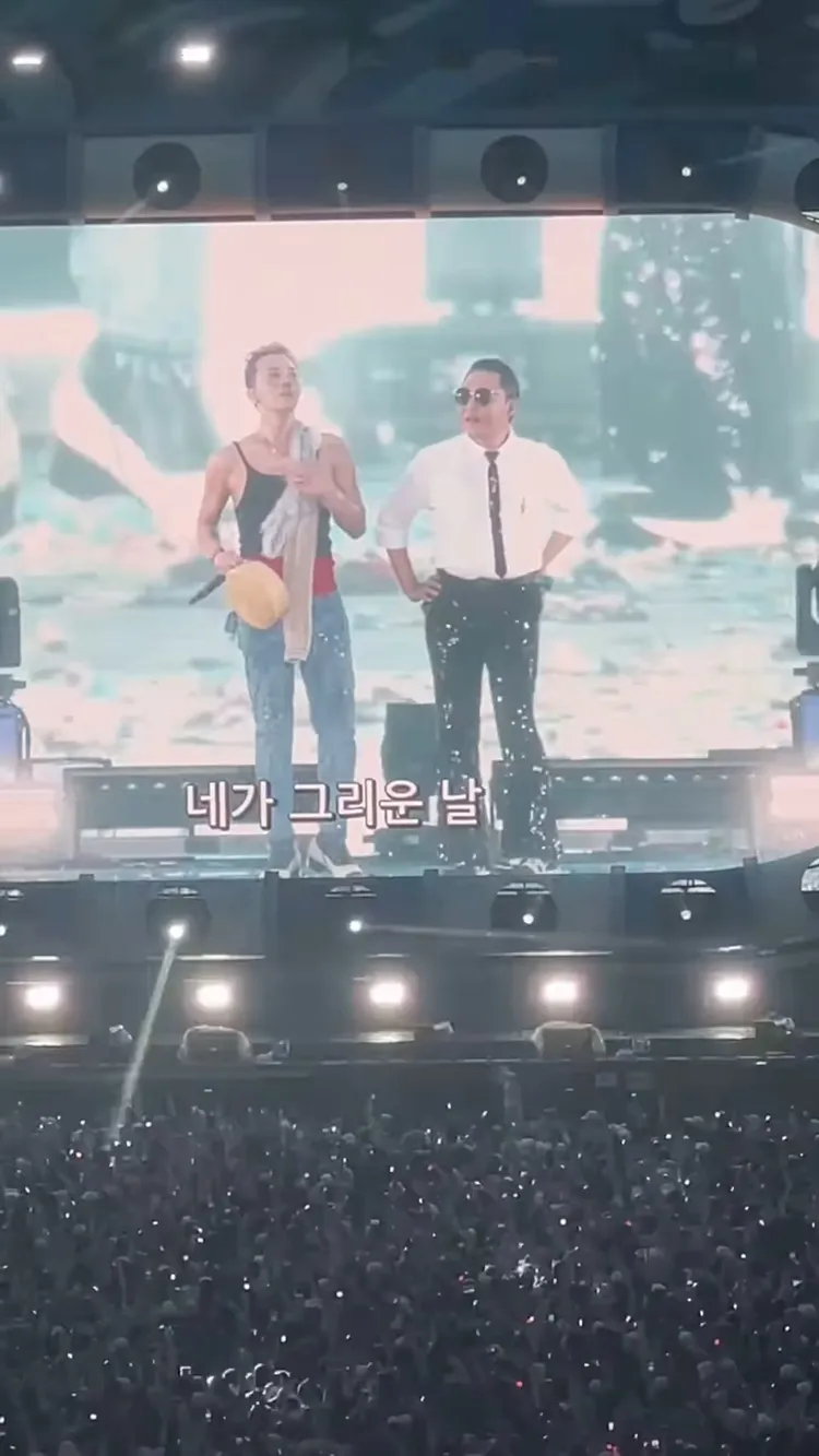 GD（左）睽違12年參加PSY的「SUMMER SWAG」，濕身脫了。翻攝billboard_korea IG