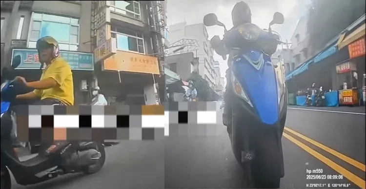 永康區有騎士疑似不滿前車擋路，連按喇叭又狂譙三字經。翻攝照片