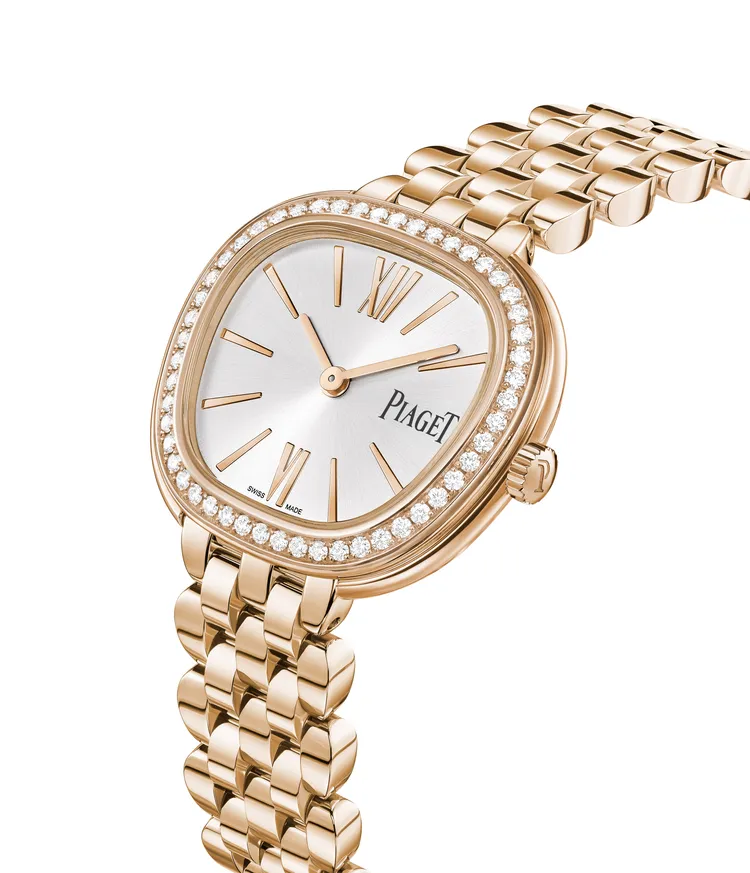 伯爵SIXTIE系列29毫米18K玫瑰金鑽石珠寶腕錶。品牌提供