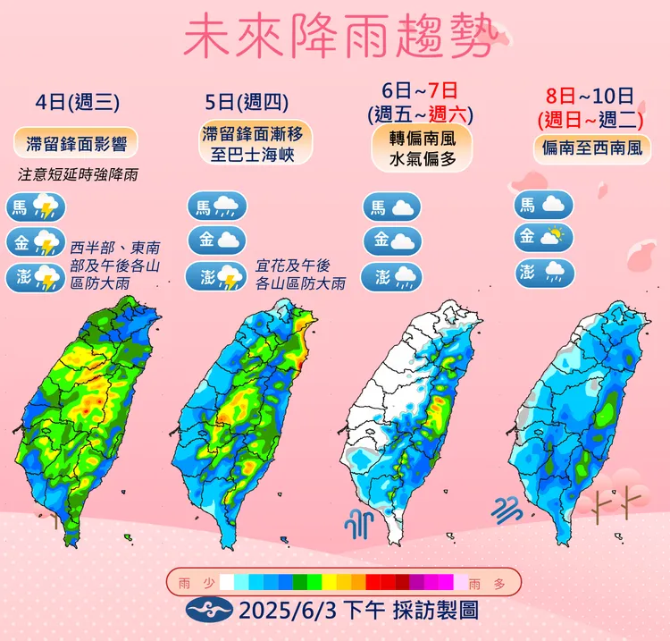 未來降雨趨勢。氣象署提供