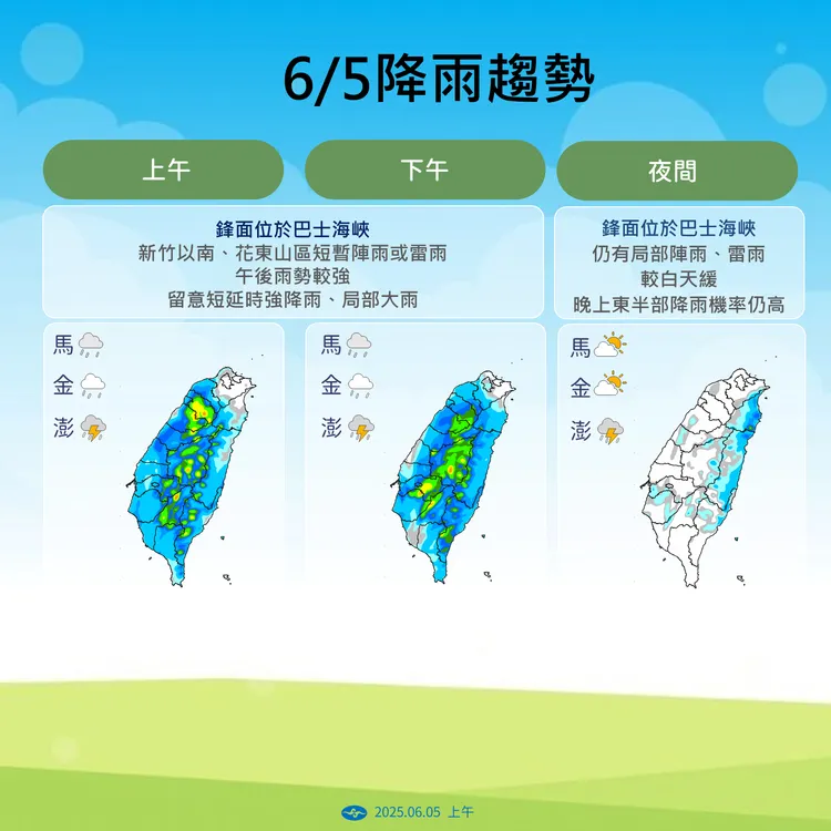 今日降雨。氣象署提供