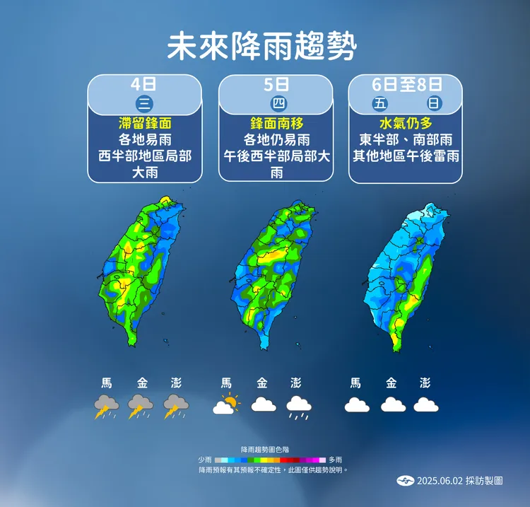 未來降雨趨勢。氣象署提供