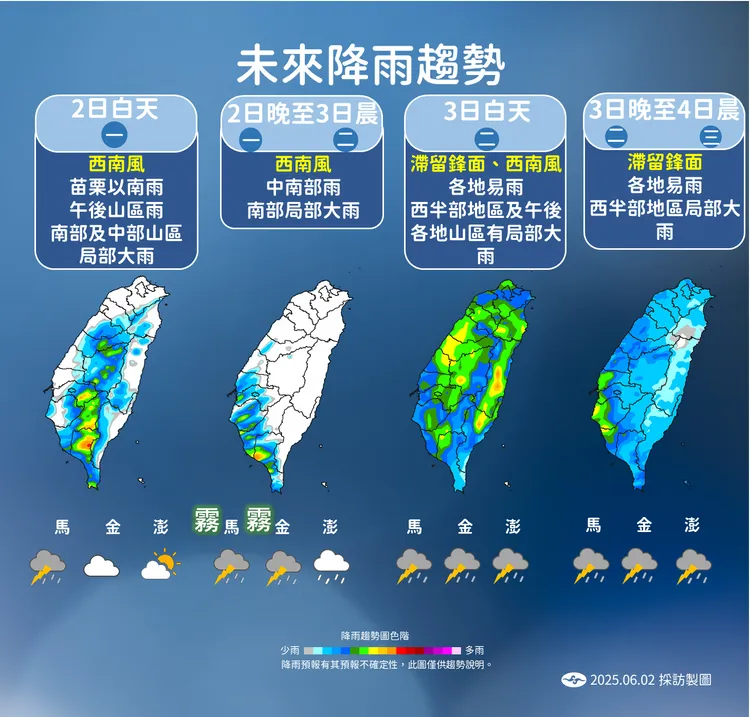 未來降雨趨勢。氣象署提供