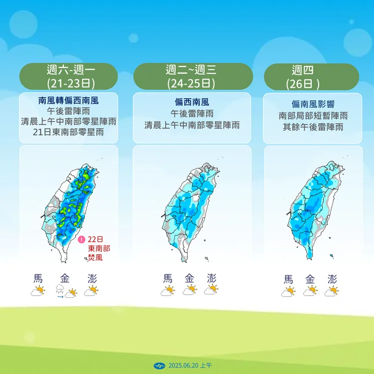 未來一週降雨趨勢。氣象署提供