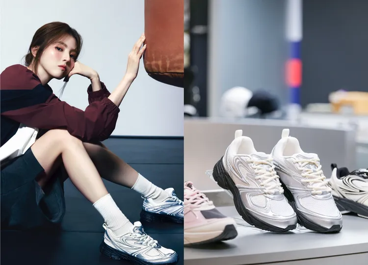 INTERUN V2系列銀色跑鞋為新店裝的亮點。品牌提供