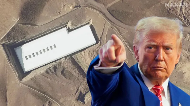 川普成功炸掉伊朗多年的核武夢。合成畫面。美聯社