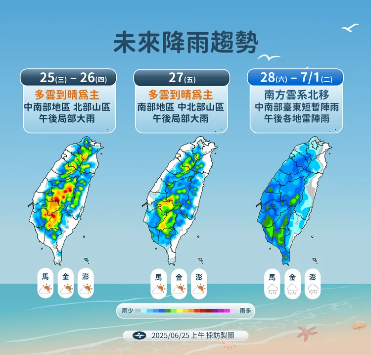未來降雨趨勢。氣象署提供